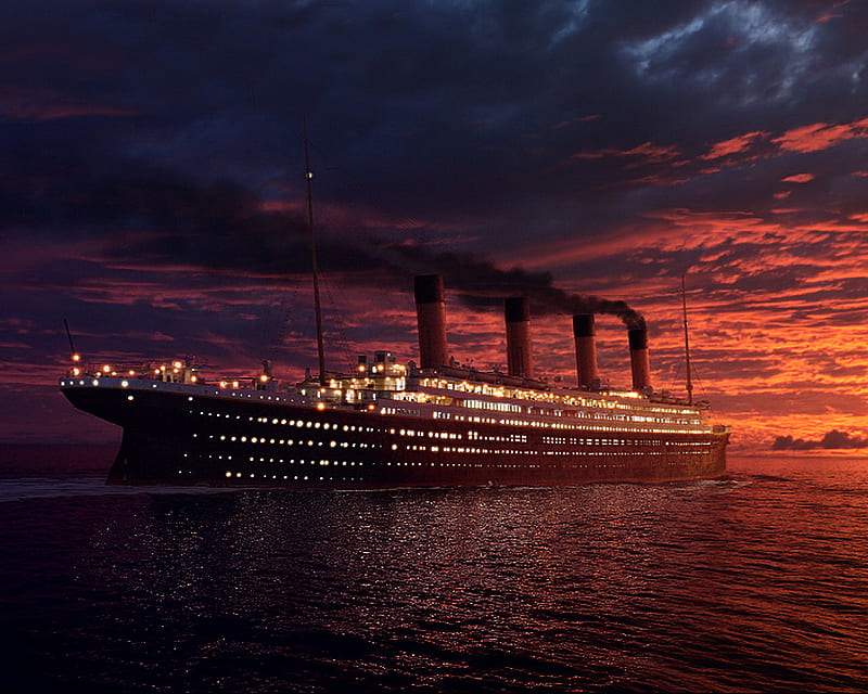 Ships_Titanic, ships, beach, titanic, boats, water, sunsets, sky, HD wallpaper