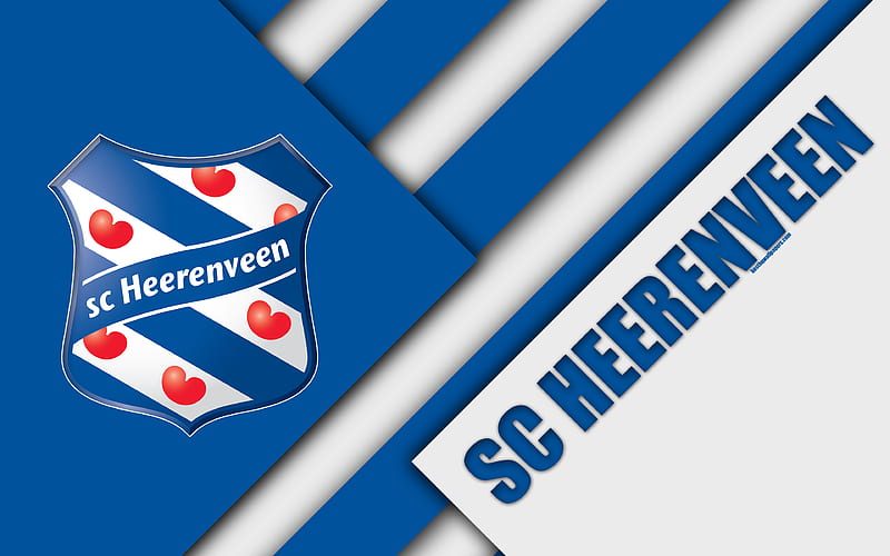 SC Heerenveen, emblem, blue white abstraction material design, Dutch football club, Eredivisie, Heerenveen, Netherlands, football, HD wallpaper
