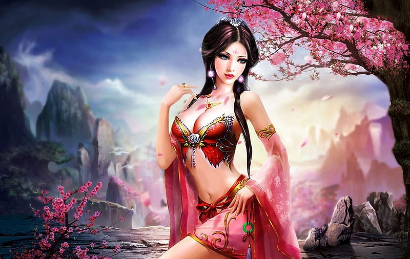 Beautiful Maiden, pretty, female, china, bonito, CG, abstract, woman, sexy, fantasy, 3D, girl, oriental, beauty, chinese, face, HD wallpaper