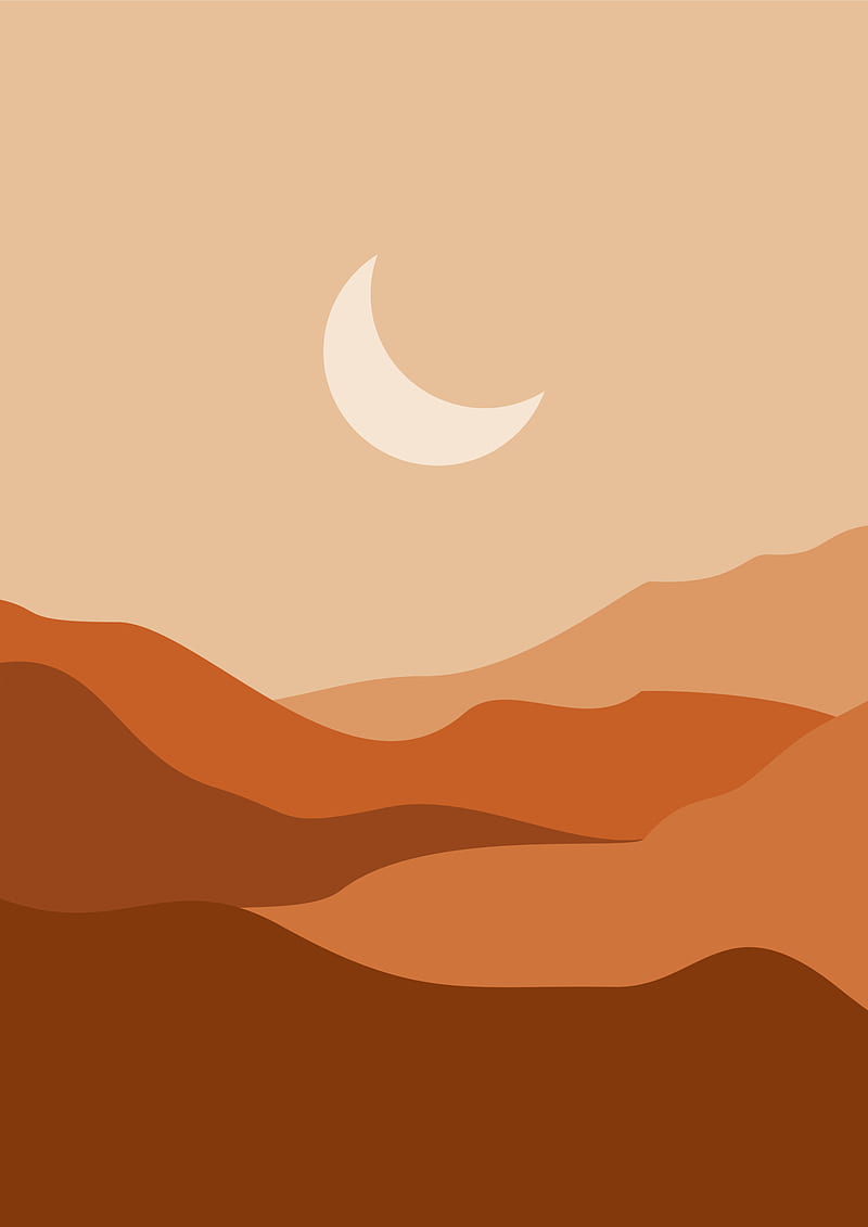 Abstract contemporary aesthetic background with desert, mountains, Sun. Earth tones, burnt orange, terracotta colors. Boho wall decor. landscapes set with sunrise, sunset. Earth tones, pastel colors. 6097775 Vector Art at Vecteezy, Yellow and Orange Aesthetic, HD phone wallpaper