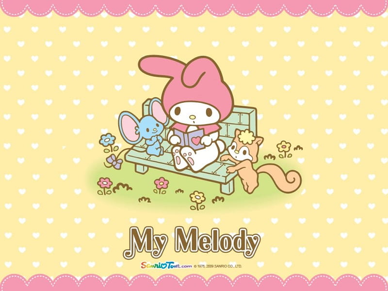 My Melody, Yellow, Sanrio, Cartoon, Rabbit, HD wallpaper