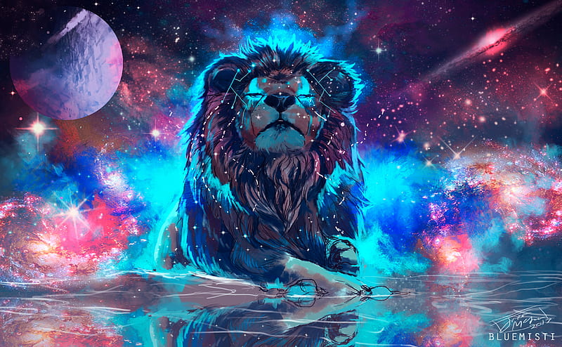 Lion Artistic Colorful, lion, animals, artist, artwork, digital-art, HD wallpaper