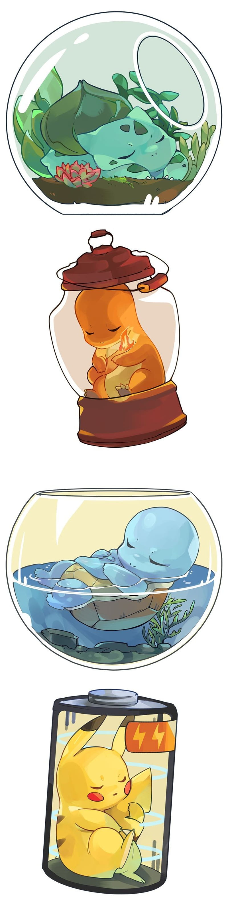 Chubby Pokemon Kanto Starters bulbasaur Charmander Squirtle 