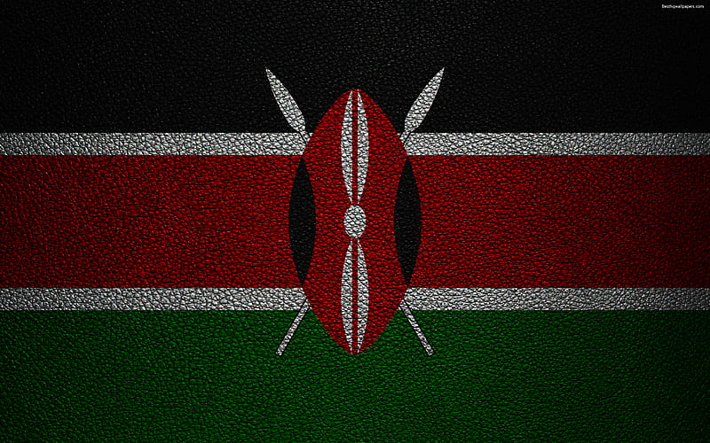 Flag of Kenya leather texture, Africa, Kenyan flag, African flags, Kenya, HD wallpaper