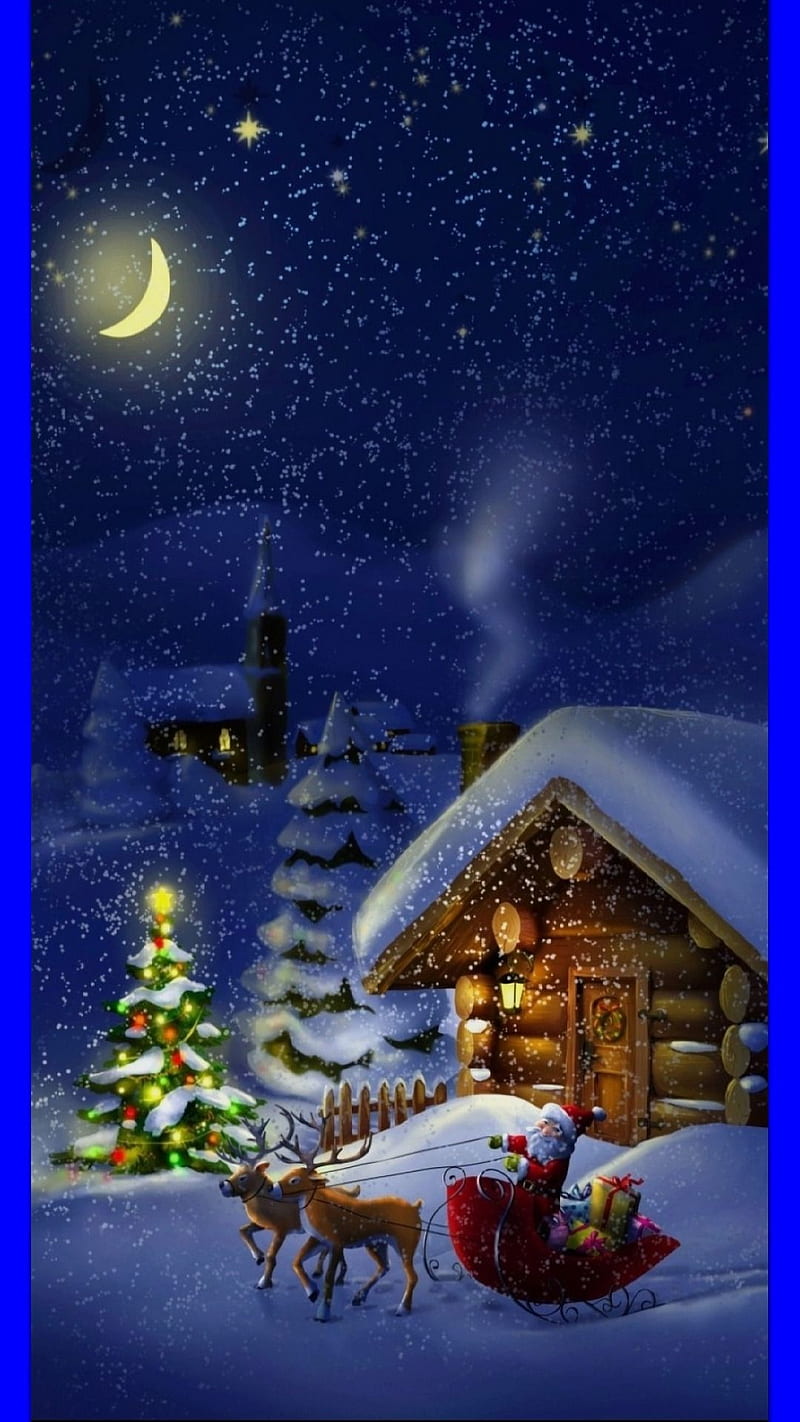S7 edge Santa Clause, blue, HD phone wallpaper