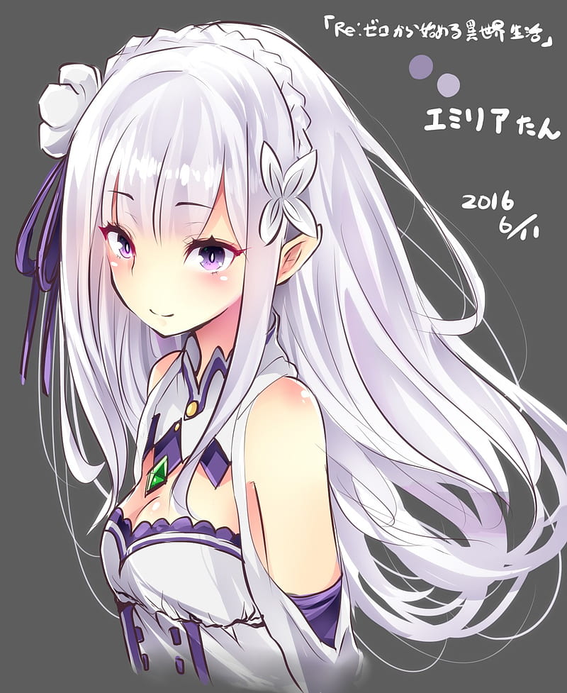 Emilia (Re: Zero), Re:Zero Kara Hajimeru Isekai Seikatsu, anime girls, anime, purple eyes, long hair, HD phone wallpaper