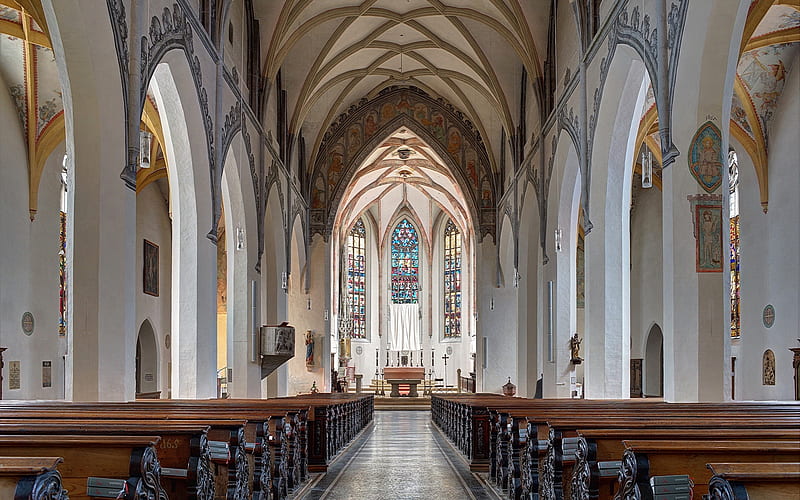 Church in Germany, inside, Bavaria, Germany, church, HD wallpaper