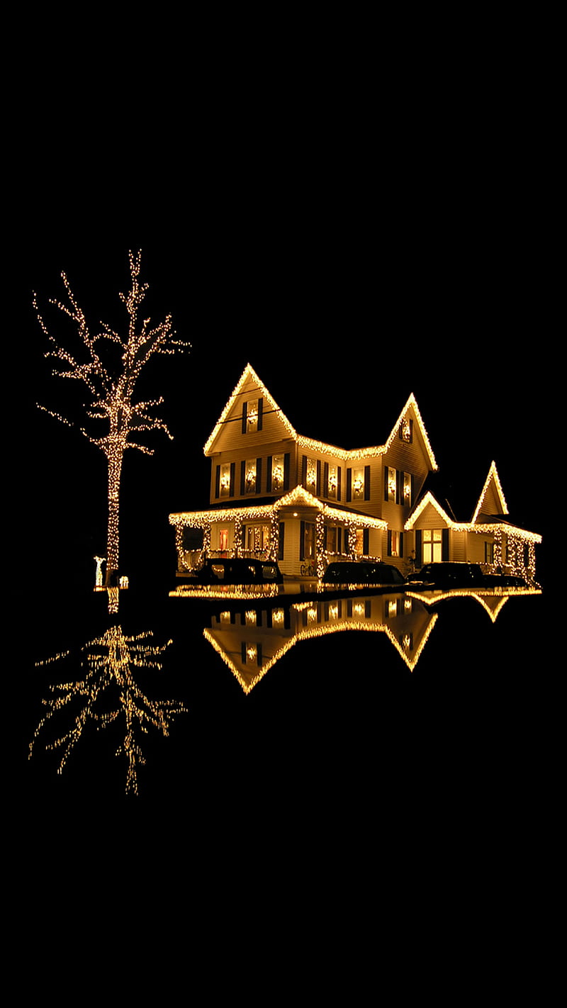 Lighted house, christmas, HD phone wallpaper