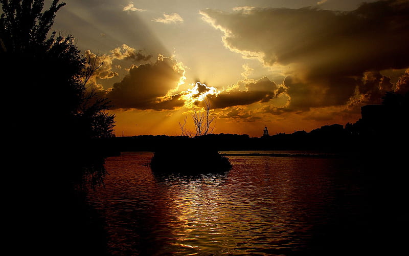 dramatic sunset-natural landscape, HD wallpaper