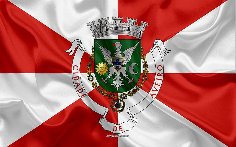 Flag of Aveiro District silk flag, silk texture, Aveiro District, Portugal, Aveiro District flag, region of Portugal, HD wallpaper