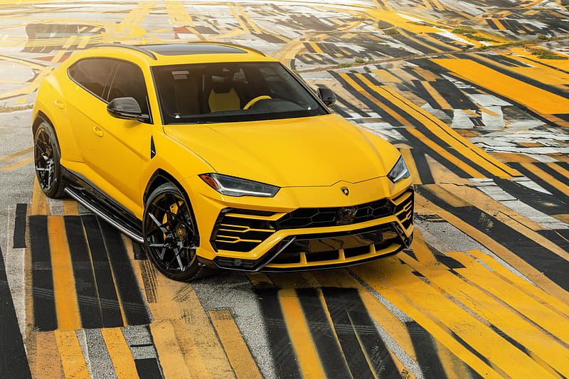AG MC Yellow Lamborghini Urus, lamborghini-urus, lamborghini, 2018-cars, suv, carros, HD wallpaper