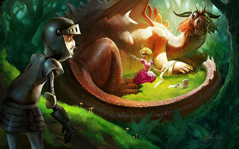 HD-wallpaper-d-luminos-silly-beasts-dragon-armor-fantasy-green-funny-princess-pink-therese-larsson-knight.jpg