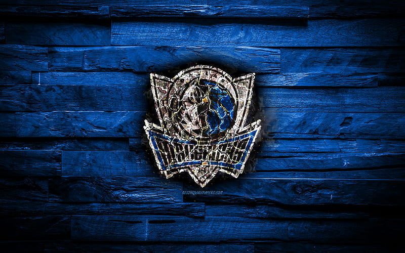 Dallas Mavericks scorched logo, NBA, blue wooden background, american basketball team, Western Conference, grunge, basketball, Dallas Mavericks logo, fire texture, USA, HD wallpaper