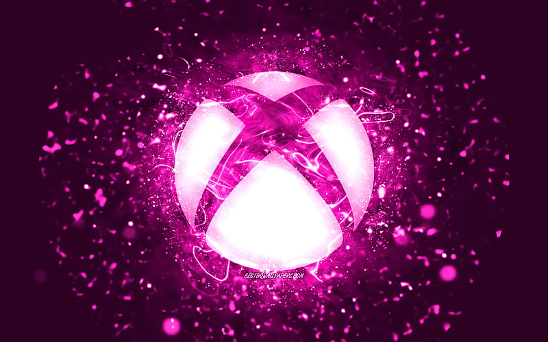 Xbox purple logo, purple neon lights, creative, purple abstract background, Xbox logo, OS, Xbox, HD wallpaper
