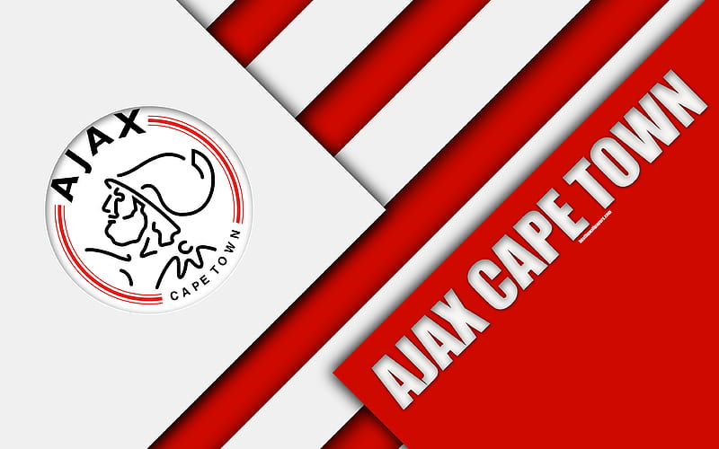 Ajax Cape Town FC South African Football Club, logo, red white abstraction, material design, Cape Town, South Africa, Premier Soccer League, football, HD wallpaper