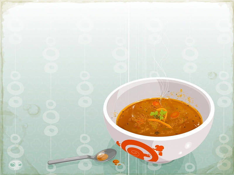soup, spoon, noodle, bowl, HD wallpaper