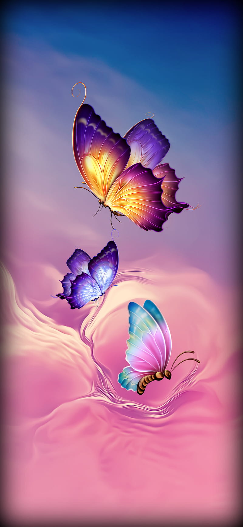 Butterflies, abstract, art, blue, butterfly, colors, desenho, horoscope, neon, HD phone wallpaper