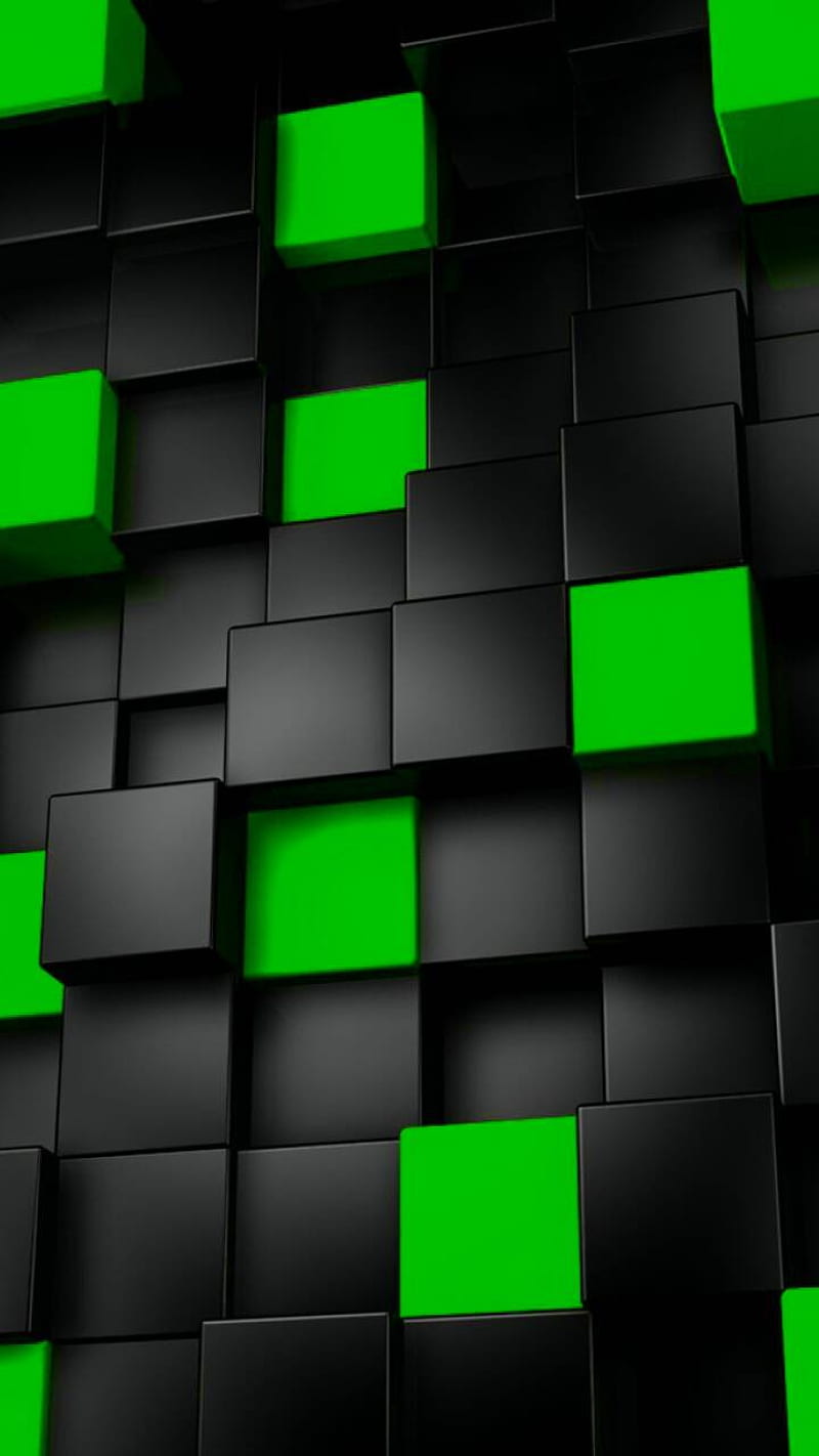 Cubo verde, background, black, HD phone wallpaper