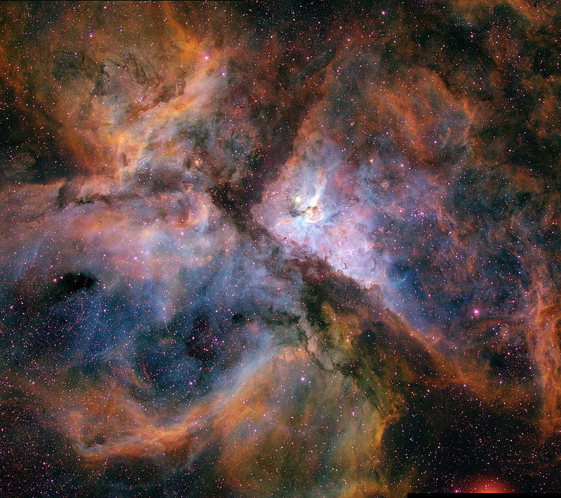 Carina Nebula, black, blue, carina, nebula, orange, purple, space, yellow, HD wallpaper