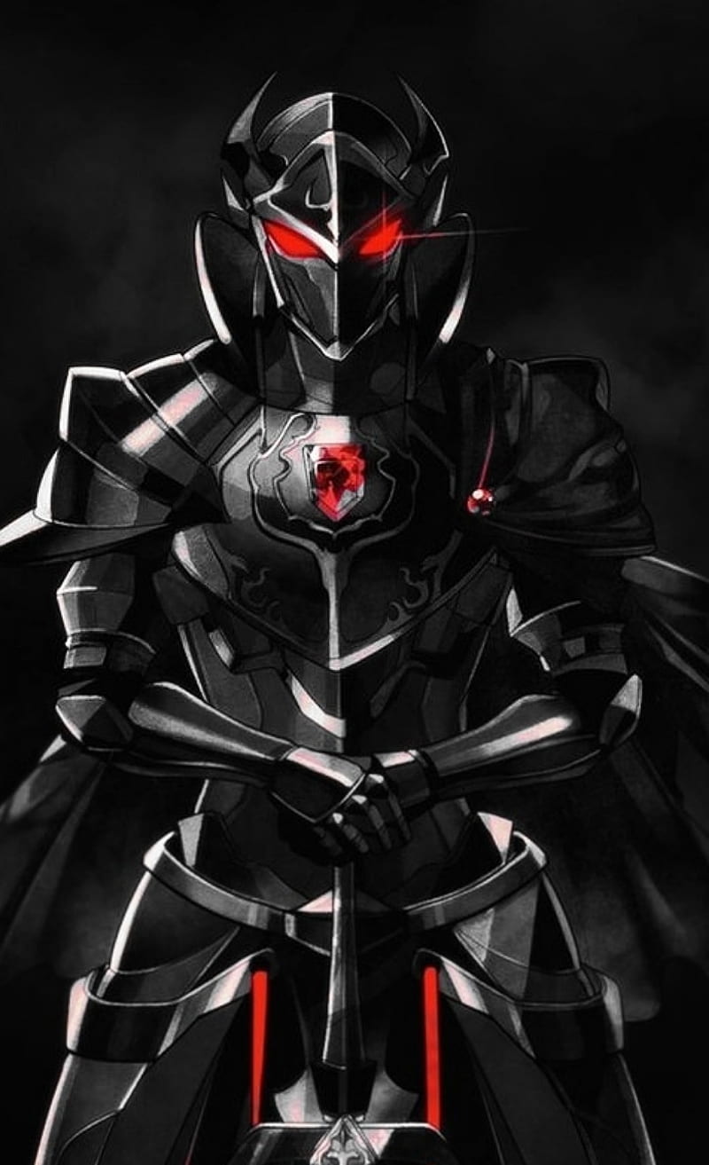 Touch me, anime, caballero oscuro, dark, dark knight, overlord, red, HD phone wallpaper