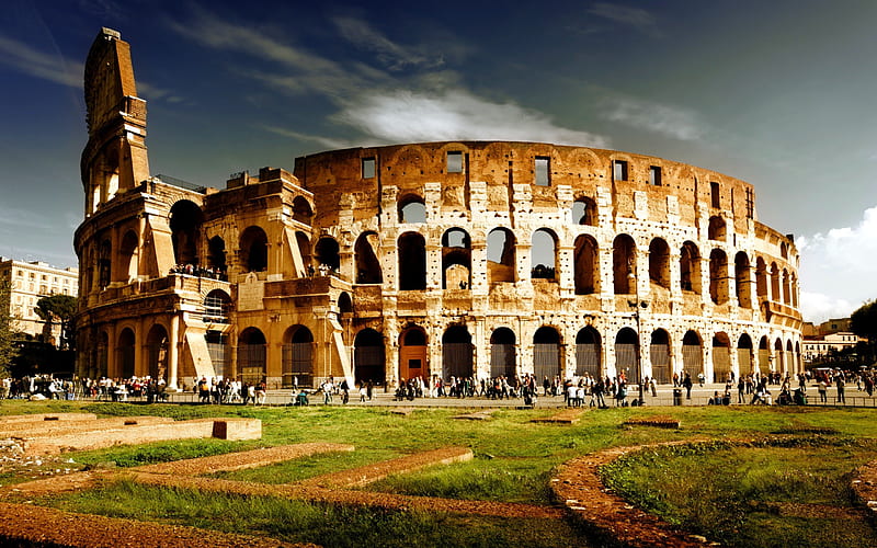 THE COLOSSEUM, the amphitheater, people, colosseum, rome, italy, HD wallpaper