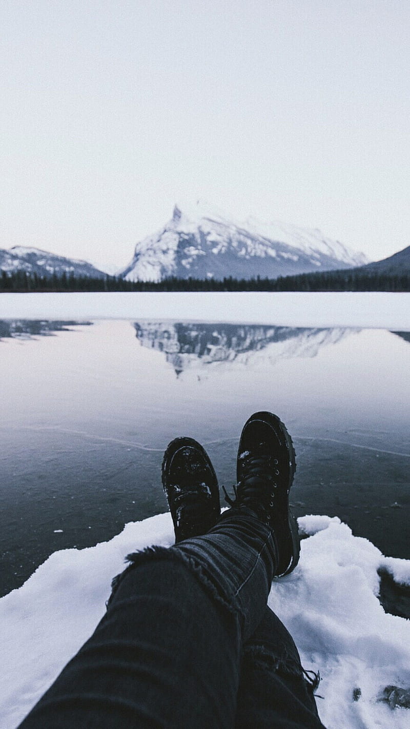 Relexing, boots, ice, land scape, mountain, snow, tree, HD phone wallpaper