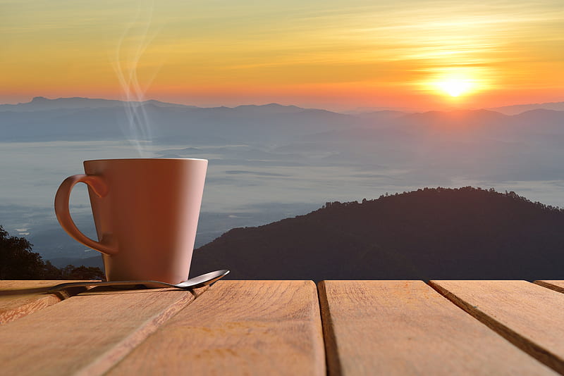 Morning Coffee, coffee, morning, graphy, sunrise, HD wallpaper