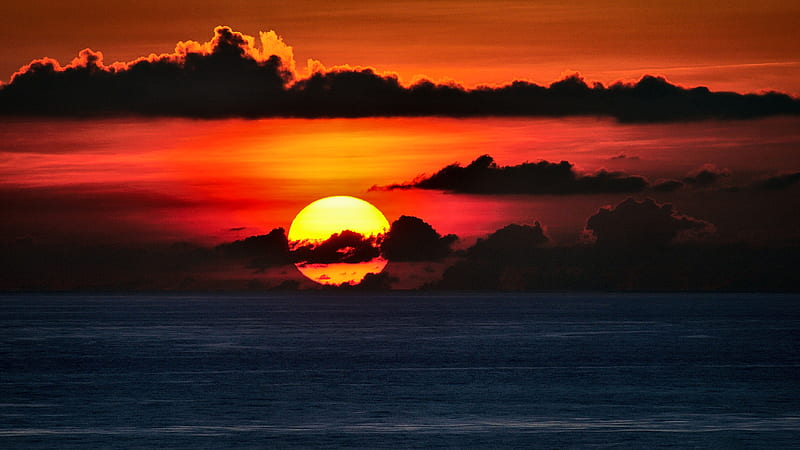 Ocean Sunset FC, ocean, bonito, sunset, sea, graphy, water, wide screen, waterscape, scenery, High Seascape, HD wallpaper