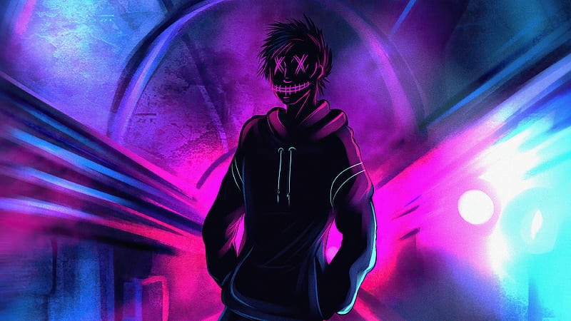 Cool Anonymous Neon Boy, HD wallpaper