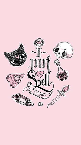I put a spell on you, halloween, pink, spells, HD phone wallpaper