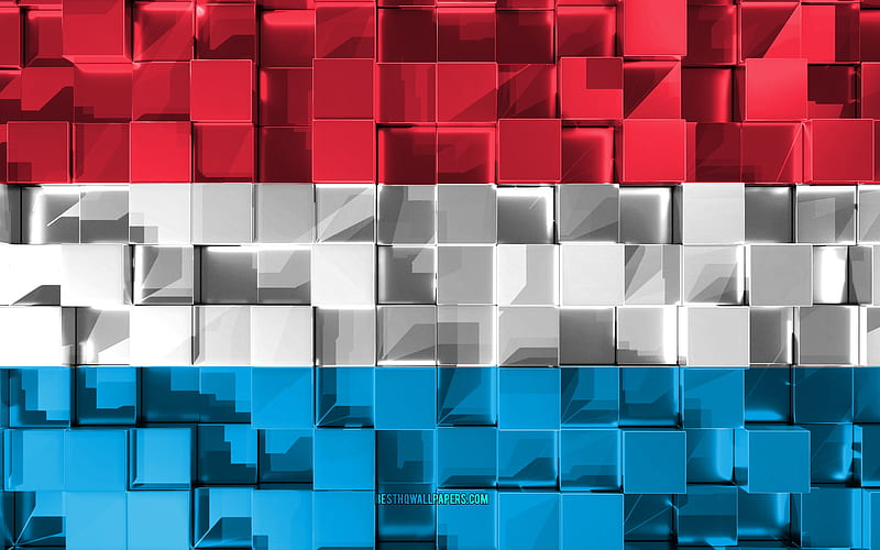 Flag of Luxembourg, 3d flag, 3d cubes texture, Flags of European countries, Luxembourg 3d flag, 3d art, Luxembourg, Europe, 3d texture, HD wallpaper