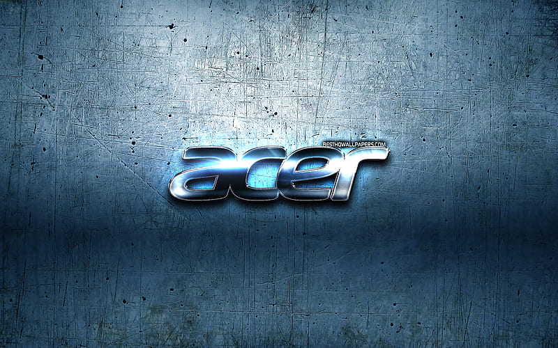 Acer metal logo, blue metal background, artwork, Acer, brands, Acer 3D logo, creative, Acer logo, HD wallpaper