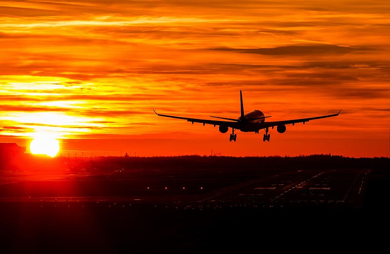 Sunset, Sky, Airplane, Aircraft, Airport, Airbus, Vehicles, Orange (Color), Airbus A330, HD wallpaper