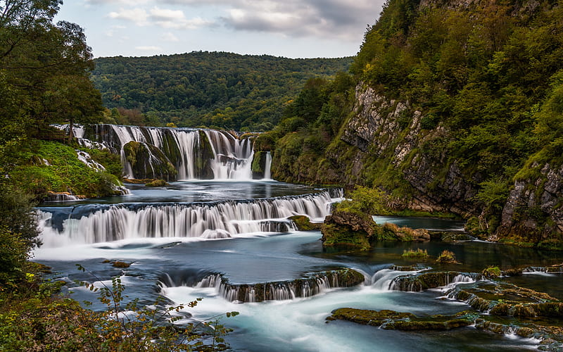 Waterfalls, Waterfall, Bosnia and Herzegovina, River, Rock, HD wallpaper
