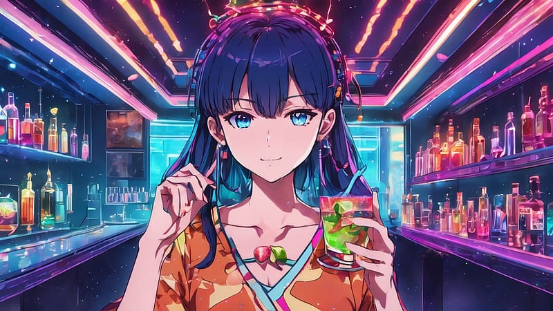 Cocktail, drink, girl, bar, HD wallpaper