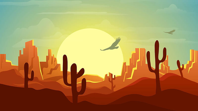 Minimalist Desert at Sunset, HD wallpaper
