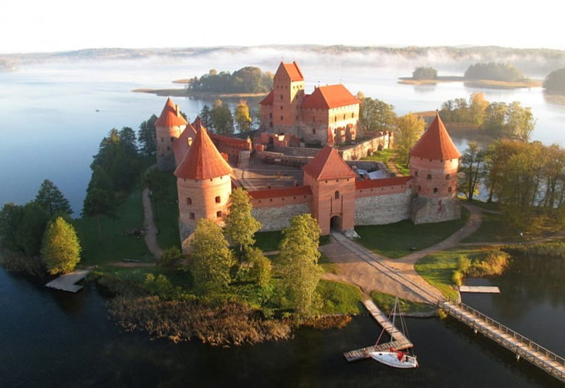 Trakai castle, castles, lietuva, travel, trakai, lithuania, castle, old, HD wallpaper