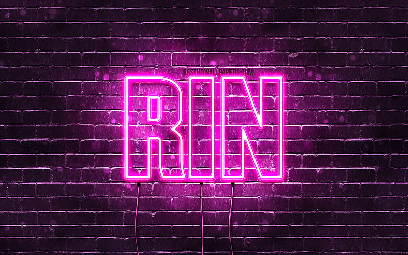Rin with names, female names, Rin name, purple neon lights, Happy Birtay Rin, popular japanese female names, with Rin name, HD wallpaper