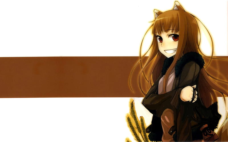 Spice and Wolf, wolfgirl, horo, wheat, wolf girl, holo, wolf, HD wallpaper