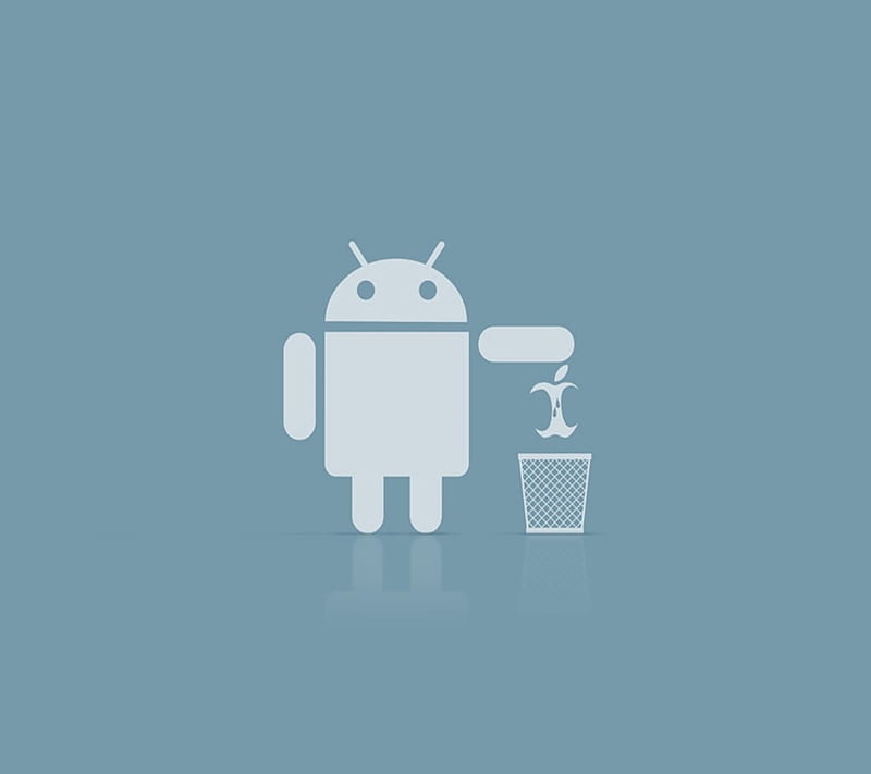 andro rules, android, apple, trash, HD wallpaper
