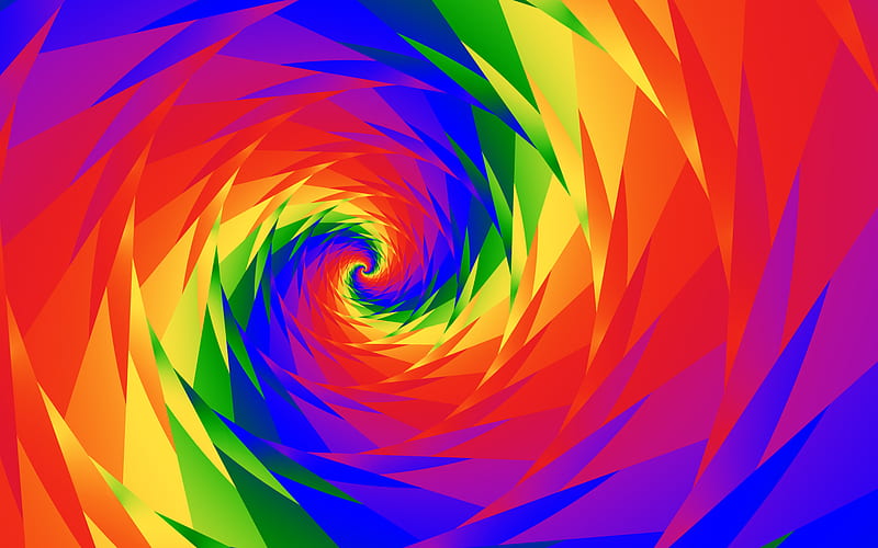 Rainbow Vortex, colorful, trippy, vortex, spiral, bright, fractals, rainbow, HD wallpaper