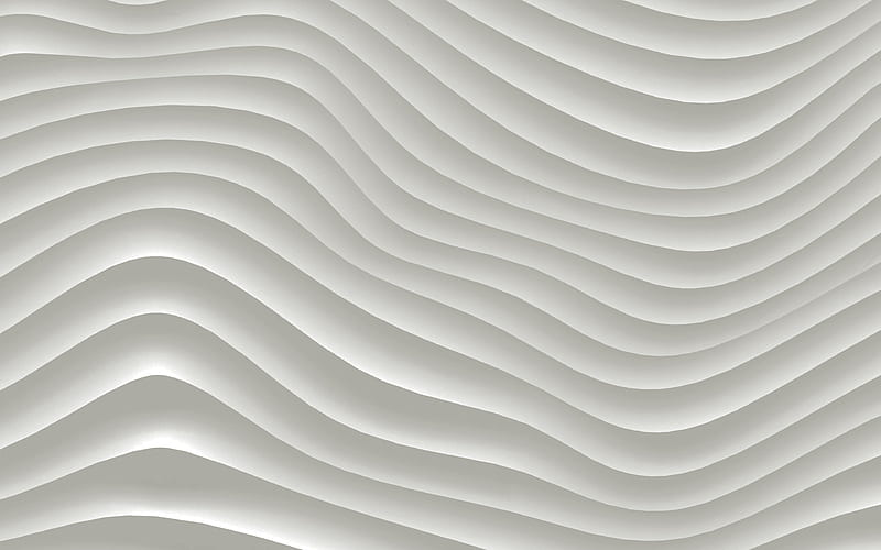 white 3D waves wavy backgrounds, waves textures, 3D textures, background with waves, white backgrounds, 3D waves textures, HD wallpaper
