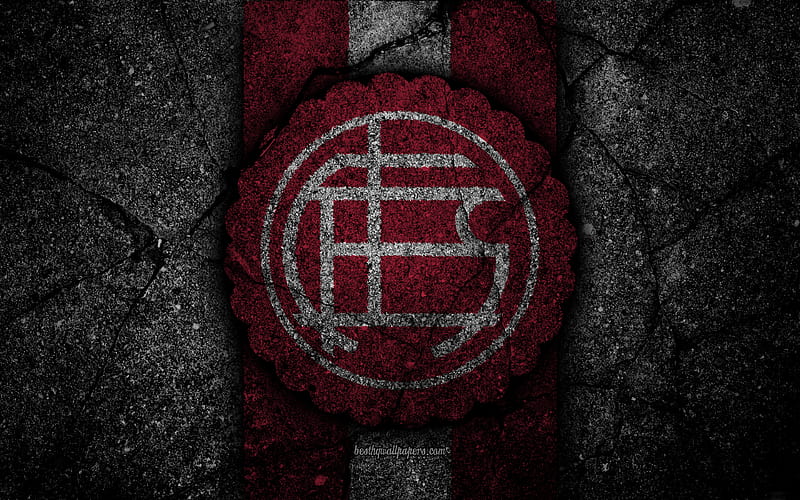 Lanus FC, logo, Superliga, AAAJ, black stone, Argentina, soccer, Lanus, football club, asphalt texture, FC Lanus, HD wallpaper