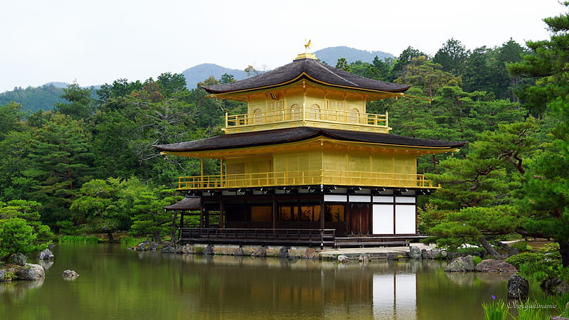 Kinkaku-ji (Rokuon-ji), KYOTO, Cultural criteria Site, World Heritage, The Golden Pavilion, Kinkaku-ji, Temple of the Golden Pavilion, World Cultural Heritage, Kinkakuji Temple, UNESCO, Rokuon-ji, HD wallpaper