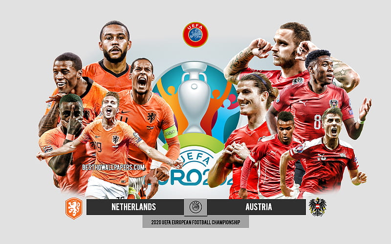 Netherlands vs Austria, UEFA Euro 2020, Preview, promotional materials, football players, Euro 2020, football match, Netherlands national football team, Austria national football team, HD wallpaper