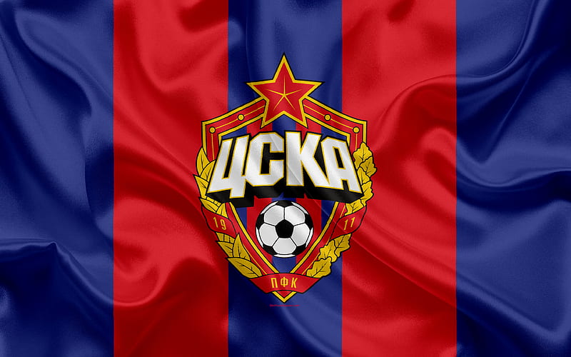 PFC CSKA Moscow Russian football club, logo, emblem, Russian football championship, Premier League, football, Moscow, Russia, silk flag, HD wallpaper