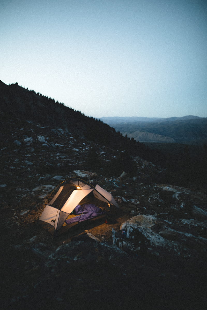 tent, camping, mountains, nature, night, HD phone wallpaper