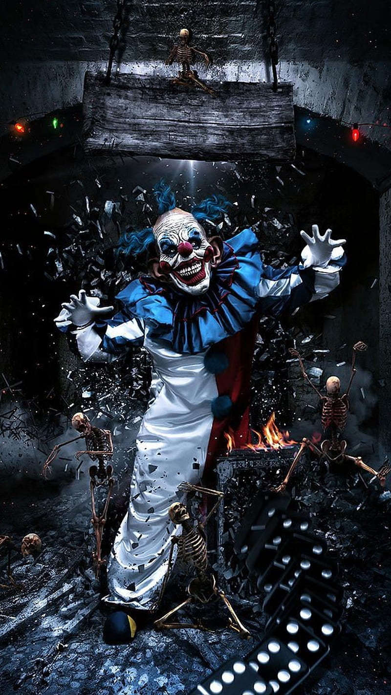 Scary clown, fire, horror, HD phone wallpaper