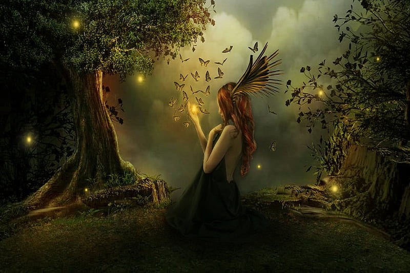 {Woodland Fairy}, fantasy, abstract, woodland, fairy, other, HD wallpaper