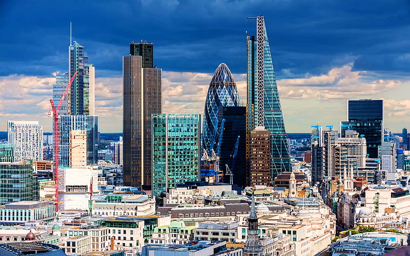 City of London, english cities, modern architecture, UK, United Kingdom, England, London, Europe, HD wallpaper